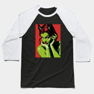 Female Demon Woman Pop Comic Art Illustration Baseball T-Shirt